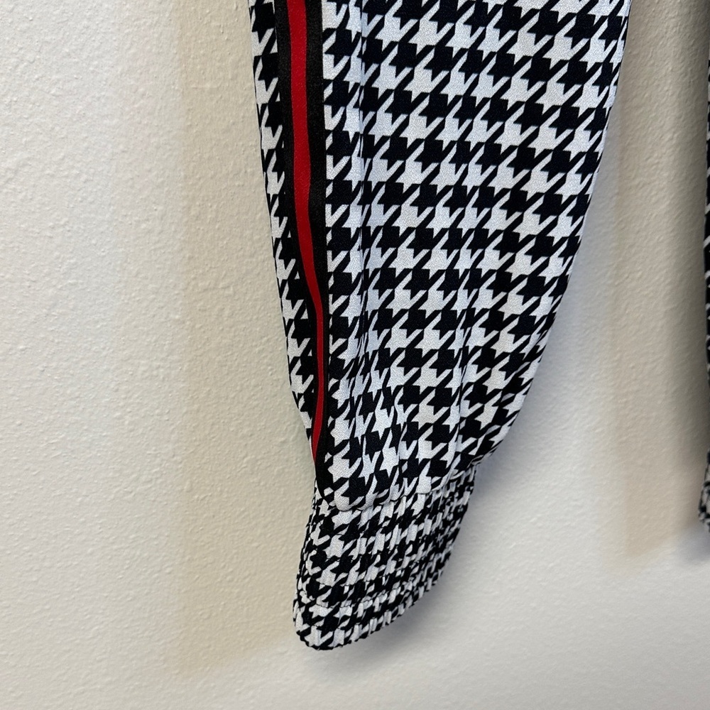 NWT Aqua Houndstooth Track Pants Red Racing Stripe Women's M - Picture 4 of 6